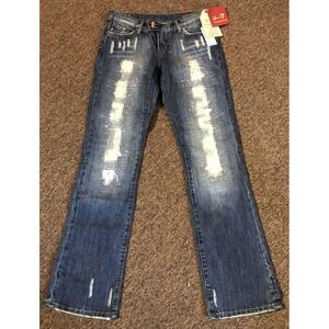 Seven7 Women's Straight Leg Jeans - Distressed Blue